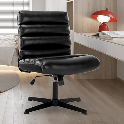 Cross Legged Office Chair,Armless Comfy Criss Cross Chair Wide Seat  Ergonomic Home Office Desk Chair No Wheels Swivel Home Office Desk Computer  Chair