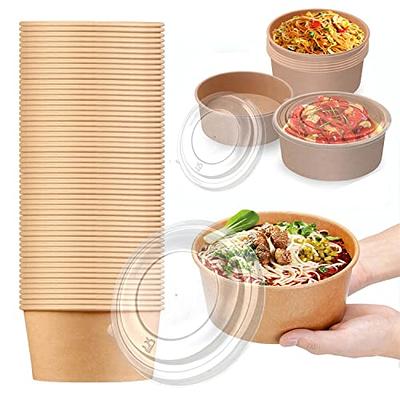 Kaderron 35 oz 50 Pack Compostable Large Paper Bowls with Lids