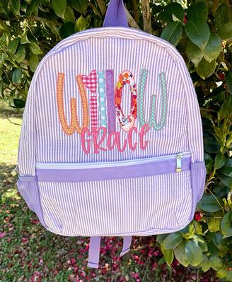 Personalized Seersucker Backpack with Name Applique, Seersucker