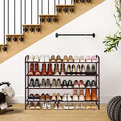 4-Tier Long Shoe Rack for Closet, Wide Shoe Organizer for Closet