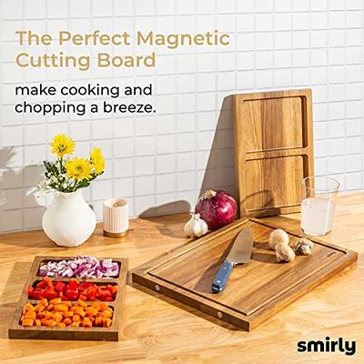 SMIRLY Wood Cutting Boards for Kitchen - Bamboo Chopping Board Set with  Storage - Large Meal Prep Cutting Board - Yahoo Shopping