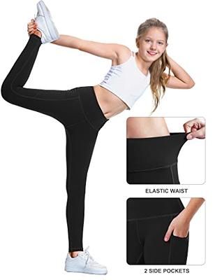 Stelle Girls' High Rise Athletic Leggings with Side Pockets,High Waisted  Kids Dance Running Yoga Pants Soft Stretchy Workout Active Leggings Dance