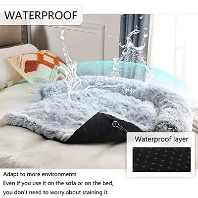 Dog Bed Long Plush Waterproof Pet Bed Comfortable Faux Fur Washable Crate  Mat for Jumbo Large Medium Dogs with Anti-Slip Backing