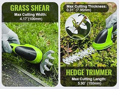 SHALL Cordless Grass Shear & Hedge Trimmer - 7.2V Electric Shrub Trimmer 2  in 1 Handheld Grass Trimmer Hedge Shears, Hedge Clippers Grass Cutter