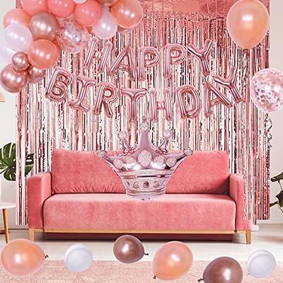 Winrayk 94Pcs Black Rose Gold Birthday Party Decorations for Women Girl  Black Rose Gold Balloon Garland Arch Kit with Backdrop Tablecloth Champagne