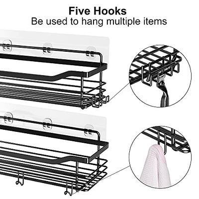 Orimade Shower Caddy Basket Shelf Storage Rack Pack of 2, No Drilling Wall  Mounted Adhesive Rust Proof Stainless Steel Shower Organizer with 5 Hooks