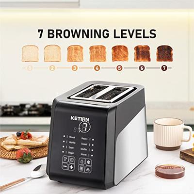 Touch Screen Toaster 2 Slice, KETIAN Bagel English Muffins Toast