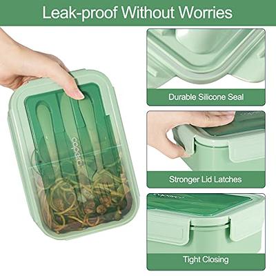Caperci Classic Bento Box Adult Lunch Box for Older Kids - Leakpoof 47 oz  3-Compartment Lunch Containers for Adults and Teens, Built-in Utensil Set,  Ideal for On-the-Go Balanced Eating, Green - Yahoo