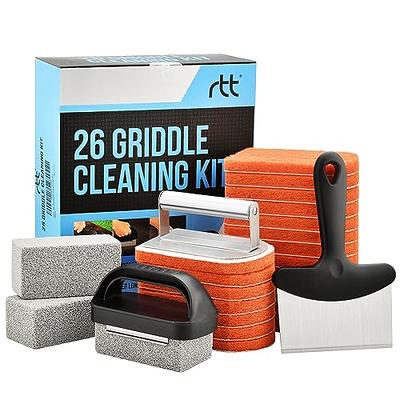 3 Piece Griddle Cleaning Kit with Grill Cleaner Liquid, Scraper