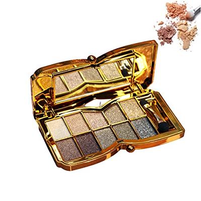 Glitter Eyeshadow Palette Makeup Set,10 Colors Shimmer Eyeshadow Palette  Gold Eyeshadow Highly Pigmented Long Lasting