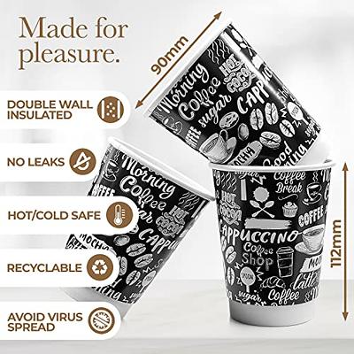 Disposable Paper Coffee Cups - Insulated - with Lids and Sleeves (50, 12 oz)