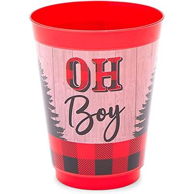 Sparkle and Bash 16 Pack Oh Boy Buffalo Plaid Plastic Cups for