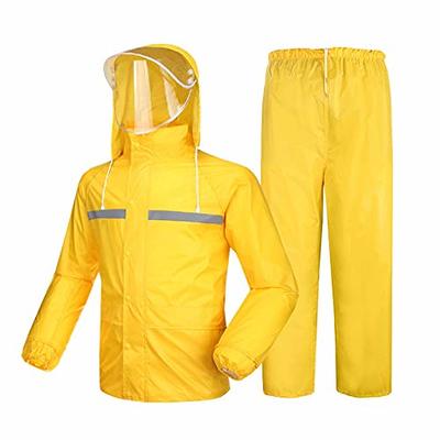 Men Rain Suit Waterproof Fishing Raincoat (Jacket & Trouser Suit),  Windproof Hooded Rainwear Reusable Raincoats for Outdoors, Running, Walking  (Color