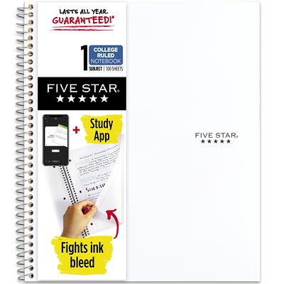 Five Star Notebook, Digital Study App, 1 Subject, College Ruled, Coral  (820026KS0-WMT-MOD) 