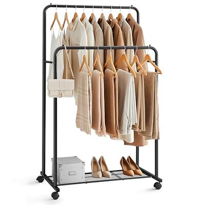 Metal Clothes storage drying rack foldable double pole With Hooks & Shoe  Rack