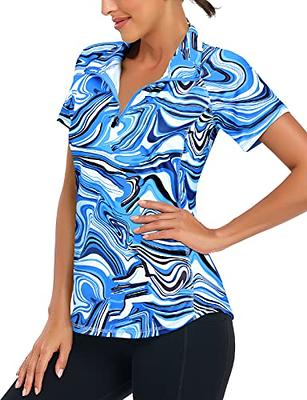 MIER Women's Golf Polo Shirts Collared V Neck Short Sleeve Tennis Shirt,  Dry Fit, Moisture Wicking