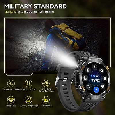 Military Smart Watch for Men(Answer/Make Calls) Rugged Tactical Fitness  Tracker