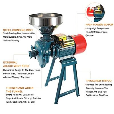 Electric Grinder machine,2in1 Dry and Wet Grinder Rice Wheat Mill Corn  Grain Poultry Feed Grinder Machine +Funnel,110V Stainless Steel Corn  Grinding