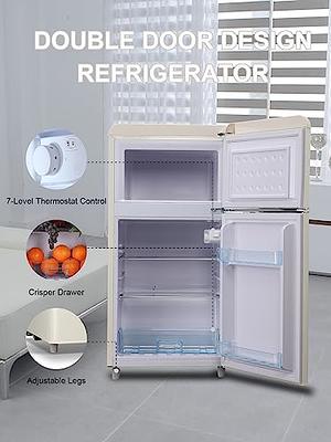 WANAI Two Door Mini Fridge with Freezer, 3.5 Cu ft Small Freezer,Silvery