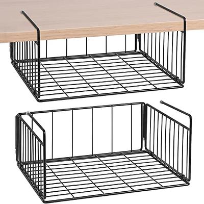 Under Shelf Storage Basket,Casewin 2-Pack Under Shelf Hanging Metal Wire  Storage Basket Organizer for Kitchen, Office, Pantry, Bathroom, Cabinet