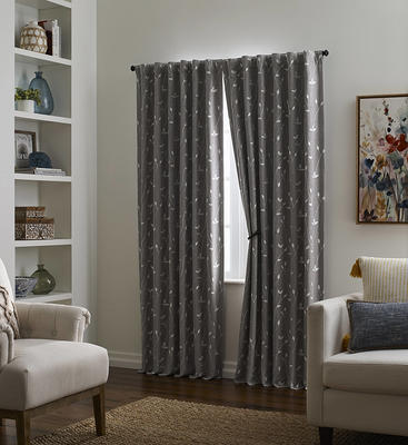 allen + roth 84-in Floral Print Light Filtering Back Tab Single Curtain  Panel in the Curtains & Drapes department at