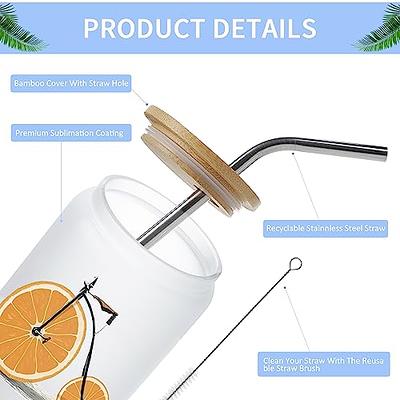 Joytra Sublimation Glass Blanks with Bamboo Lid and Straws - 16oz,Frosted  Sublimation Beer Glasses Tumblers,Sublimation Cups Mugs for Iced Coffee