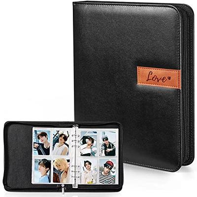 Leather Kpop Photocard Binder, 4-Pocket Photocard Holder, Kpop Zipper Binder  Case, 25 Sleeves, Black - Yahoo Shopping