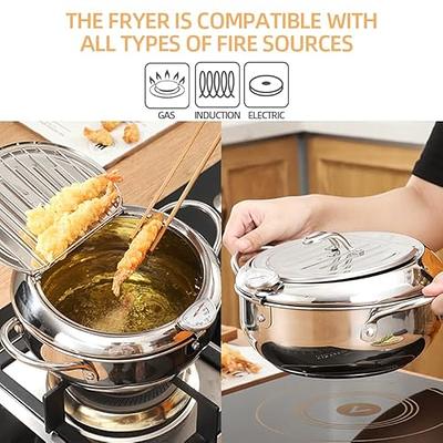 Cook N Home Deep Fryer Pot, Japanese Tempura Small Stainless Steel Dee