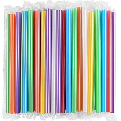 Jumbo Smoothie Straws Boba Straws,100 Pcs Individually Wrapped Multi Colors Disposable Plastic Large Wide-mouthed Milkshake Bubble Tea Drinking Glass