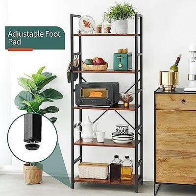 HOMCOM 3-Tier Industrial Style Storage Shelf Metal Frame Adjustable Feet  Brown