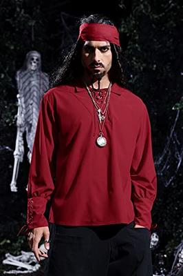 Karlywindow Men's Medieval Pirate Shirts Lace Up Stand Collar Wide Cuff  Halloween Costume Shirt Tops : : Clothing, Shoes & Accessories