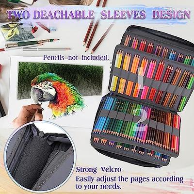 120 Slot Colored Pencil Organizer - Deluxe PU Leather Pencil Case With  Removable Handle Strap, Small Pencil Case For Colored Pencils Watercolor  Pens (