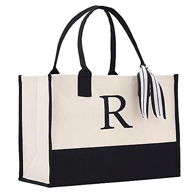 VANESSA ROSELLA Monogram Tote Bag with 100% Cotton Canvas and a Chic  Personalized Monogram (Black Block Letter - R) - Yahoo Shopping