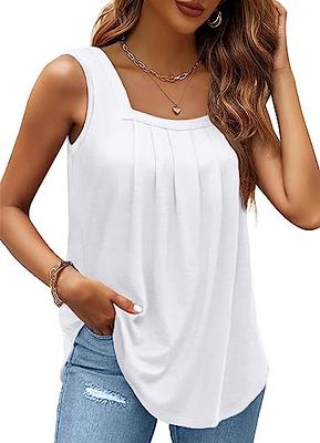 Womens Cute Tank Tops Loose Fit Causal U Neck Sleeveless S-2X