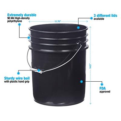  Consolidated Plastics 3.5 Gallon Black Food Grade Buckets +  Black Gamma Seal Lids, BPA Free Container Storage, Durable HDPE Pails, Made  in USA (3 Pack) : Industrial & Scientific