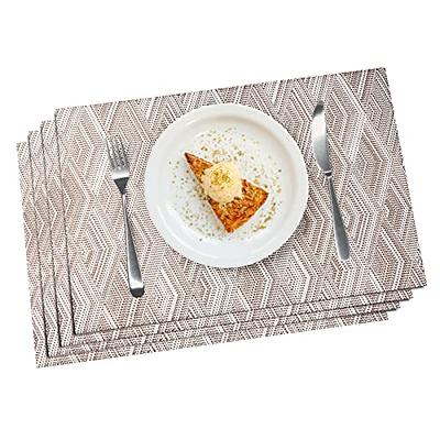 Set Of 8 Transparent Place Mats Washable White Dining Table Place Mat  Plastic Non-slip Heat Resista