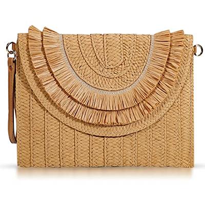 YXILEE Summer Straw Shoulder Bag Straw Small Clutch Crossbody Bags for  Women Beach Cell Phone Wallet Purse Handmade Envelope