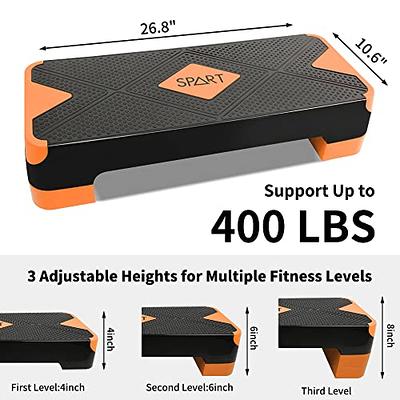 SPART Adjustable Workout Aerobic Stepper, Aerobic Exercise Step Platform  with 4 Risers, 3 Levels Adjust 4 - 6 - 8, 26.77 Trainer Stepper with  Non-Slip Surface For Home Gym, Black-Orange - Yahoo Shopping