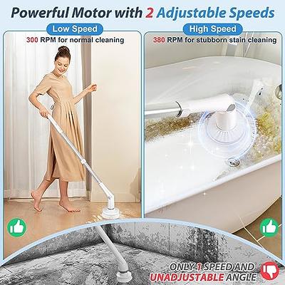 Electric Spin Scrubber, Power Scrubber with 4 Replaceable Brush Heads and  Adjustable Extension Arm, Cordless Household Cleaning Brush for Bathroom  Tub Tile Floor