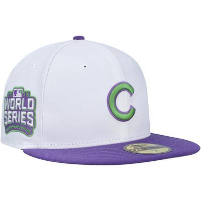 Men's New Era White/Gray Chicago Cubs 1908 World Series Side Patch Peach Undervisor 59FIFTY Fitted Hat