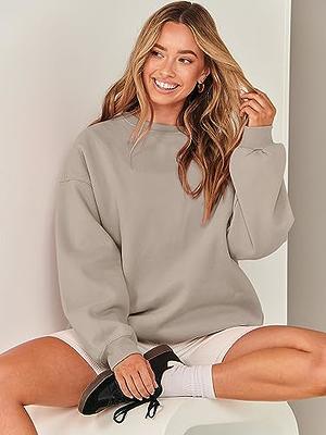  Women's Long Sleeve Sweatshirt Casual Crewneck Loose Fit  Pullover Hoodie Fleece Fall Tops Sweatshirt Long Sleeve Casual Pullovers  Fall Casual Warm Tops Beige : Clothing, Shoes & Jewelry
