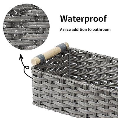 GRANNY SAYS Toilet Tray Tank Topper, Wicker Baskets for Storage, Set of 2  Waterproof Bathroom Baskets for Organizing, Gray Bathroom Organization