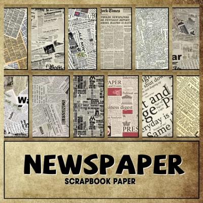 8.5x8.5 brown old vintage newspaper craft paper for scrapbook & collage art  20 newsprint pattern 2 decorative double sided design for  for gift