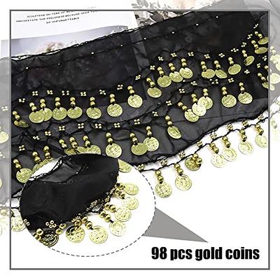 Wuchieal Women's Sweet Bellydance Hip Scarf with Gold Coins Skirts