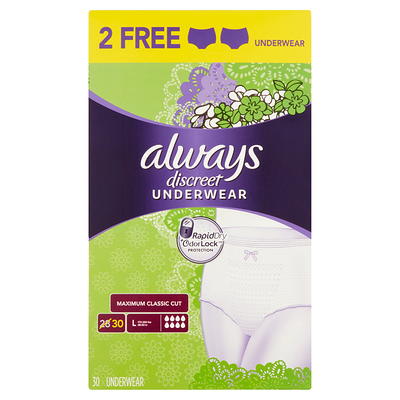 Always Discreet Adult Incontinence Underwear for Women and Postpartum  Underwear, XL, 64 CT, up to 100% Bladder Leak Protection - Yahoo Shopping