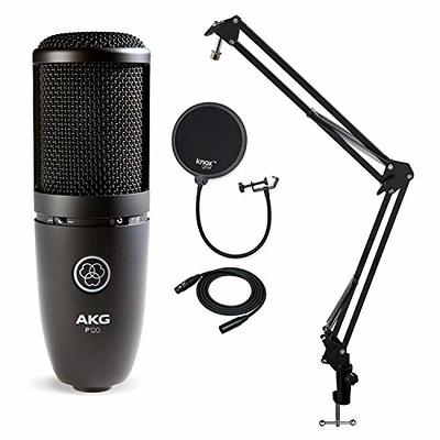 Audio-Technica AT2020 Cardioid Condenser Studio Microphone, Black with Pop  Filter Studio Microphone and Male to Female Cable - 10 Feet