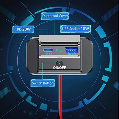 Dual Quick Charge 3.0 and PD RV USB Outlet 12V Qidoe 12V USB Charger Car USB