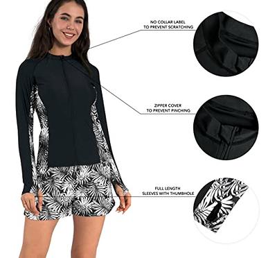 Actleis Women's Long Sleeve Rash Guard UPF 50+ UV Sun Protection Swim Shirt  Medium Black/Botanical Black - Yahoo Shopping