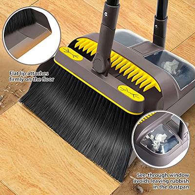 Broom and Dustpan Set for Home, Broom and Dustpan Combo for Office, Long  Handle Broom with Upright Standing Dustpan,Indoor&Outdoor Sweeping