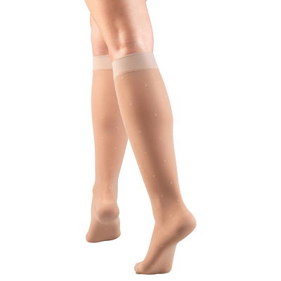 Truform Sheer Compression Stockings, 15-20 mmHg, Women's Knee High Length,  20 Denier, Nude, Large